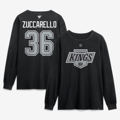 Футболка с длинным рукавом Los Angeles Kings Mats Zuccarello Fanatics Black Authentic Stack Name & Number