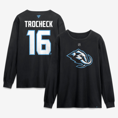 Футболка с длинным рукавом Utah Mammoth Vincent Trocheck Fanatics Black Authentic Stack Name & Number