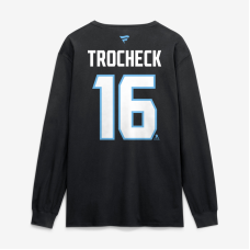 Футболка с длинным рукавом Utah Mammoth Vincent Trocheck Fanatics Black Authentic Stack Name & Number