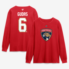 Футболка с длинным рукавом Florida Panthers Radko Gudas Fanatics Red Authentic Stack Name & Number