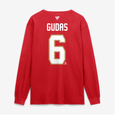 Футболка с длинным рукавом Florida Panthers Radko Gudas Fanatics Red Authentic Stack Name & Number