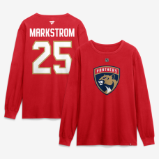 Футболка с длинным рукавом Florida Panthers Jacob Markstrom Fanatics Red Authentic Stack Name & Number