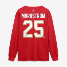 Футболка с длинным рукавом Florida Panthers Jacob Markstrom Fanatics Red Authentic Stack Name & Number
