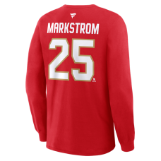 Футболка с длинным рукавом Florida Panthers Jacob Markstrom Fanatics Red Authentic Stack Name & Number