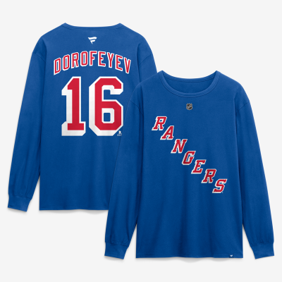 Футболка с длинным рукавом New York Rangers Pavel Dorofeyev Fanatics Blue Authentic Stack Name & Number
