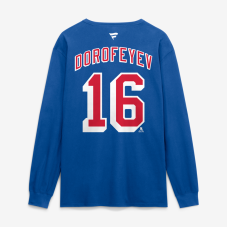Футболка с длинным рукавом New York Rangers Pavel Dorofeyev Fanatics Blue Authentic Stack Name & Number Футболка с длинным рукавом New York Rangers Pavel Dorofeyev Fanatics Blue Authentic Stack Name & Number