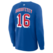 Футболка с длинным рукавом New York Rangers Pavel Dorofeyev Fanatics Blue Authentic Stack Name & Number Футболка с длинным рукавом New York Rangers Pavel Dorofeyev Fanatics Blue Authentic Stack Name & Number