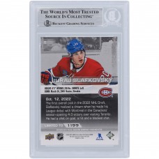 Juraj Slafkovsky Montreal Canadiens Autographed 2022-23 Upper Deck Game Dated Moments Rookie Debut #1 Beckett Fanatics Witnessed Authenticated Rookie Card