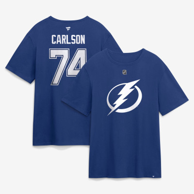 Футболка Tampa Bay Lightning John Carlson Fanatics Blue Authentic Stack Name & Number