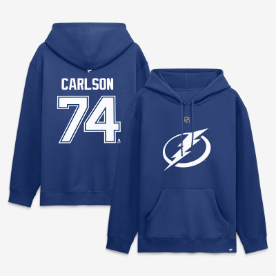 Толстовка Tampa Bay Lightning John Carlson Fanatics Blue Authentic Stack Name & Number