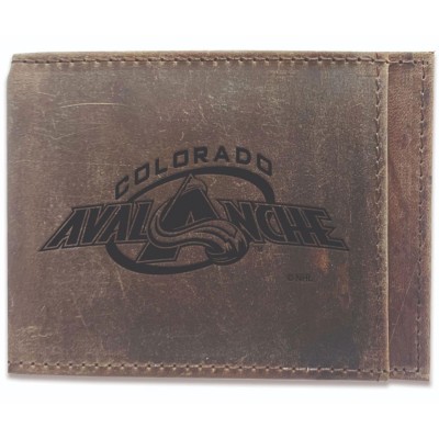 Colorado Avalanche Bifold Leather Wallet - Brown