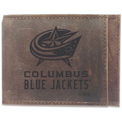 Columbus Blue Jackets Bifold Leather Wallet - Brown