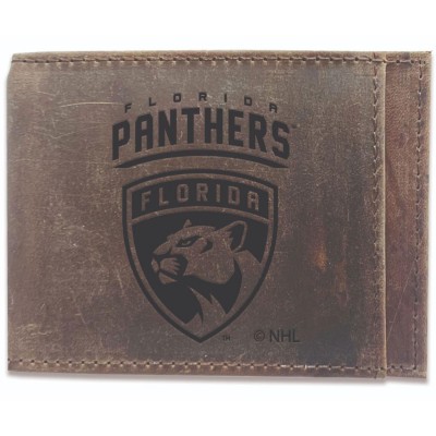 Florida Panthers Bifold Leather Wallet - Brown