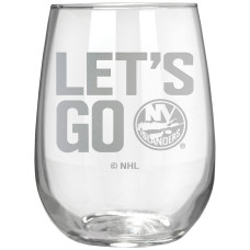 New York Islanders Etched 17oz. Rally Cry Stemless Wine Glass