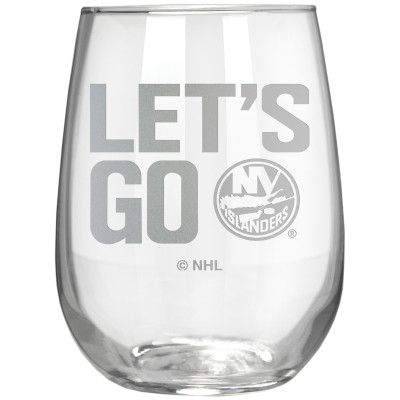 New York Islanders Etched 17oz. Rally Cry Stemless Wine Glass