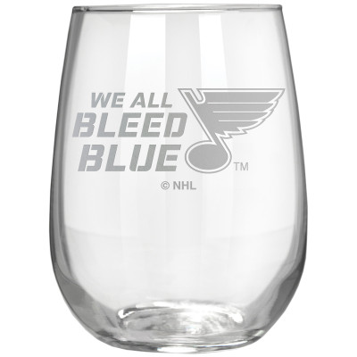 St. Louis Blues Etched 17oz. Rally Cry Stemless Wine Glass