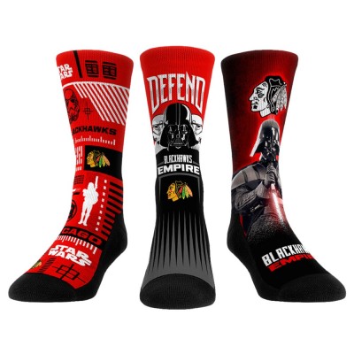 Три пары носков Unisex Chicago Blackhawks Darth Vader & Stormtrooper Rock Em Socks Star Wars
