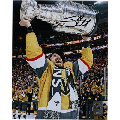 Shea Theodore Vegas Golden Knights Autographed Fanatics Authentic 2023 Stanley Cup Champions 8 x 10 Raising Cup Photograph