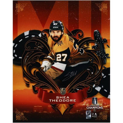 Shea Theodore Vegas Golden Knights 2023 Stanley Cup Champions Autographed Fanatics Authentic 16 x 20 Misfits Panel Photograph