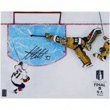 Adin Hill Vegas Golden Knights Autographed Fanatics Authentic 16 x 20 2023 Stanley Cup Final Game One Save Photograph