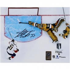 Adin Hill Vegas Golden Knights Autographed Fanatics Authentic 8 x 10 2023 Stanley Cup Final Game One Save Photograph