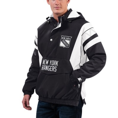 Толстовка New York Rangers Starter x NHL Black Ice Home Team Half-Zip - Black/White