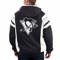 Pittsburgh Penguins Starter x NHL Black Ice Black/White Home Team Half-Zip Pullover Hoodie