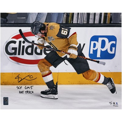 Mark Stone Vegas Golden Knights Autographed Fanatics Authentic 16 x 20 Stanley Cup Final Hat Trick Celebration Photograph with SCF GM 5 Hat Trick Inscription - Limited Edition of 61