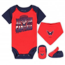 Малышам Washington Capitals Mitchell & Ness Red/Navy Big Score 3-Pack Bodysuit, Bib and Bootie Set