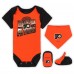 Малышам Philadelphia Flyers Mitchell & Ness Orange/Black Big Score 3-Pack Bodysuit, Bib and Bootie Set