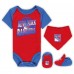Малышам New York Rangers Mitchell & Ness Red/Blue Big Score 3-Pack Bodysuit, Bib and Bootie Set