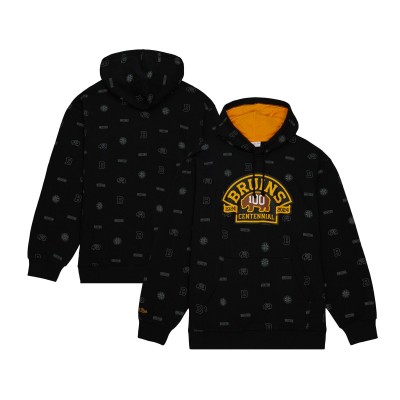 Толстовка Boston Bruins Mitchell & Ness 100th Anniversary Allover Print - Black