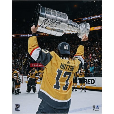 Ben Hutton Vegas Golden Knights Autographed Fanatics Authentic 2023 Stanley Cup Champions 16 x 20 Raising Cup Photograph