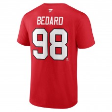 Футболка с номером Connor Bedard Chicago Blackhawks 2023 NHL Draft  Authentic Stack Player - Red
