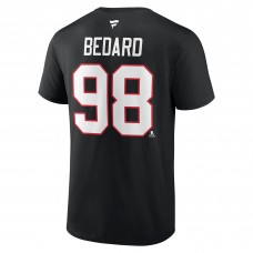 Футболка с номером Connor Bedard Chicago Blackhawks 2023 NHL Draft  Authentic Stack Player - Black