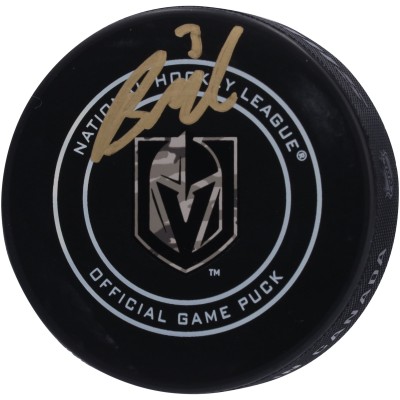 Шайба Brayden McNabb Vegas Golden Knights Autographed Fanatics Authentic Camo Official Game