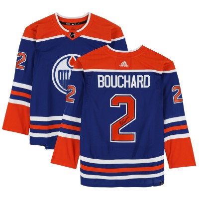 Игровая джерси Evan Bouchard Edmonton Oilers Autographed Fanatics Authentic Royal Adidas Authentic