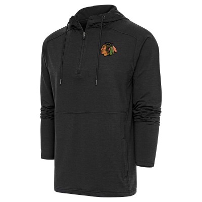 Кофта на короткой молнии Chicago Blackhawks Antigua Spikes Raglan - Heather Black