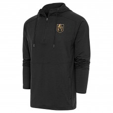 Vegas Golden Knights Antigua Heather Black Spikes Raglan Quarter-Zip Hoodie
