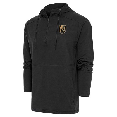 Vegas Golden Knights Antigua Heather Black Spikes Raglan Quarter-Zip Hoodie