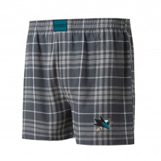 San Jose Sharks Concepts Sport Concord Flannel Boxers - Charcoal/Gray