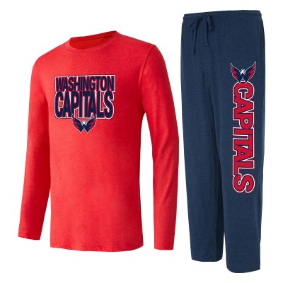 Пижама футболка с длинным рукавом и штаны Washington Capitals Concepts Sport Meter - Navy/Red