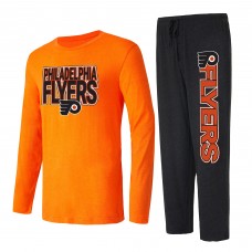 Футболка с длинным рукавом и штаны Philadelphia Flyers Concepts Sport Meter - Black/Orange
