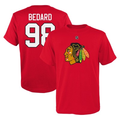 Футболка Preschool Chicago Blackhawks Connor Bedard Red Authentic Stack Name & Number