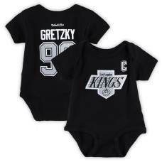 Малышам Los Angeles Kings Wayne Gretzky Mitchell & Ness Black Captain Patch Name & Number Bodysuit