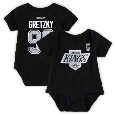 Малышам Los Angeles Kings Wayne Gretzky Mitchell & Ness Black Captain Patch Name & Number Bodysuit