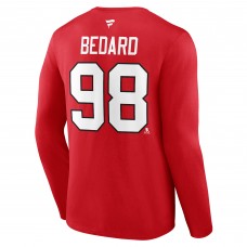 Футболка с длинным рукавом Connor Bedard Chicago Blackhawks Authentic Stack Name & Number - Red