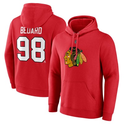 Толстовка Connor Bedard Chicago Blackhawks Authentic Stack Name & Number Tri-Blend - Red