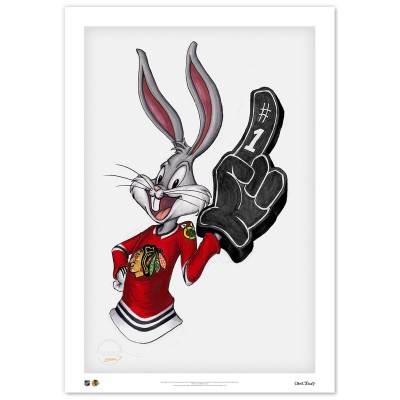 Chicago Blackhawks Bugs Bunny 14 x 20 Looney Tunes Limited Edition Fine Art Print
