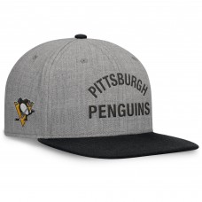 Бейсболка Pittsburgh Penguins Fanatics Elements Flat Brim Leather Strapback - Heather Gray